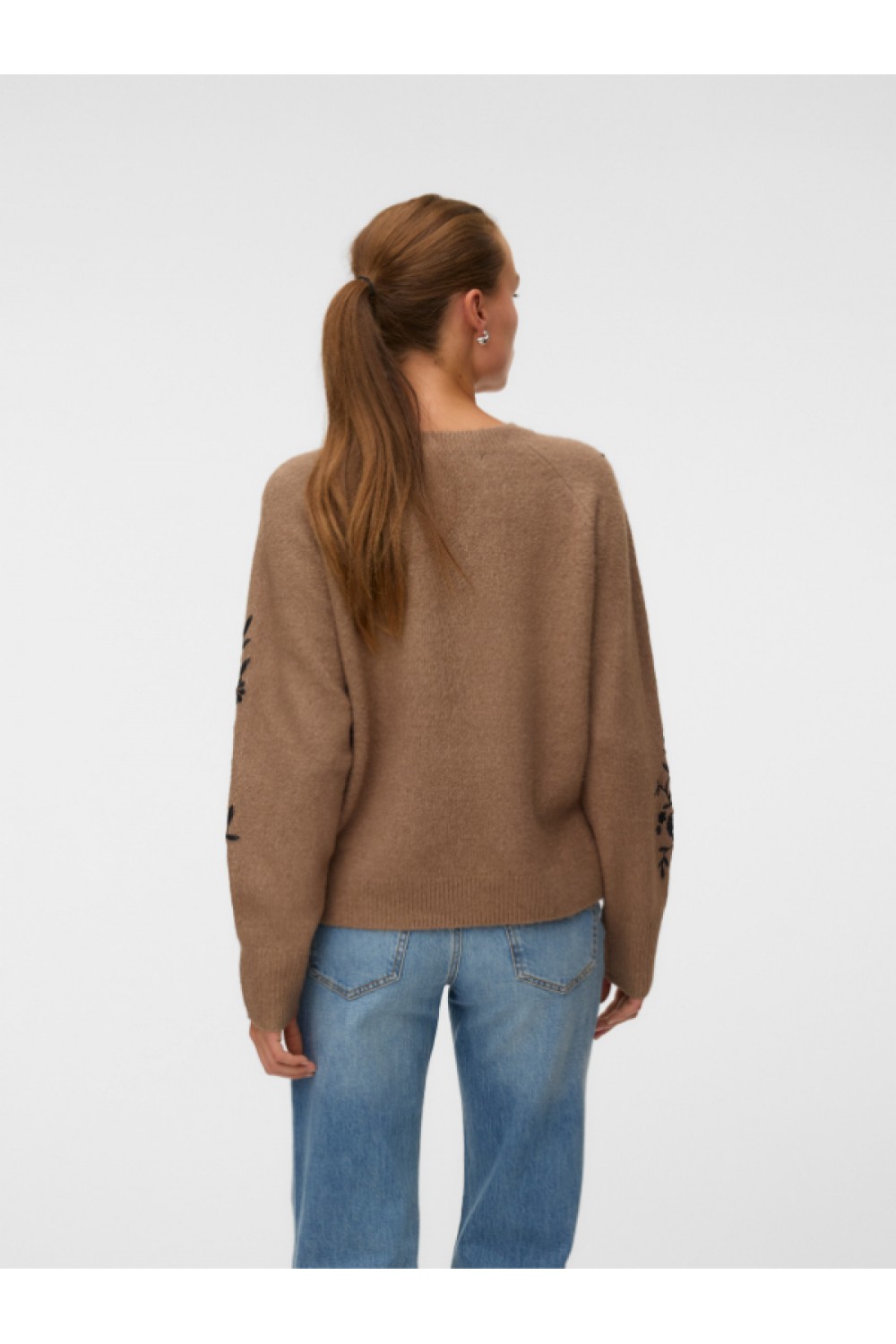 VERO MODA NEW FATIMA LS O-NECK EMB. PULLOVER SILVER MINK 10351509