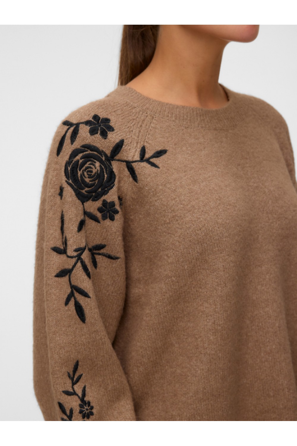 VERO MODA NEW FATIMA LS O-NECK EMB. PULLOVER SILVER MINK 10351509