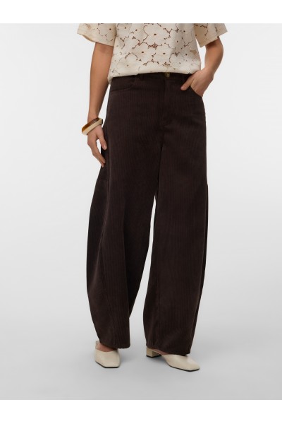 VERO MODA KAITLIN HW WIDE CORD BARREL PANT BLACK 10350964