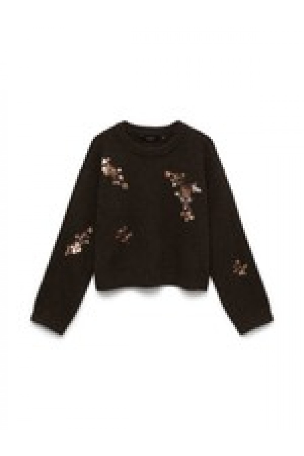 VERO MODA AMELIA LS O-NECK SEQUINCE PULLOVER CHOCOLATE TORTE 10350410