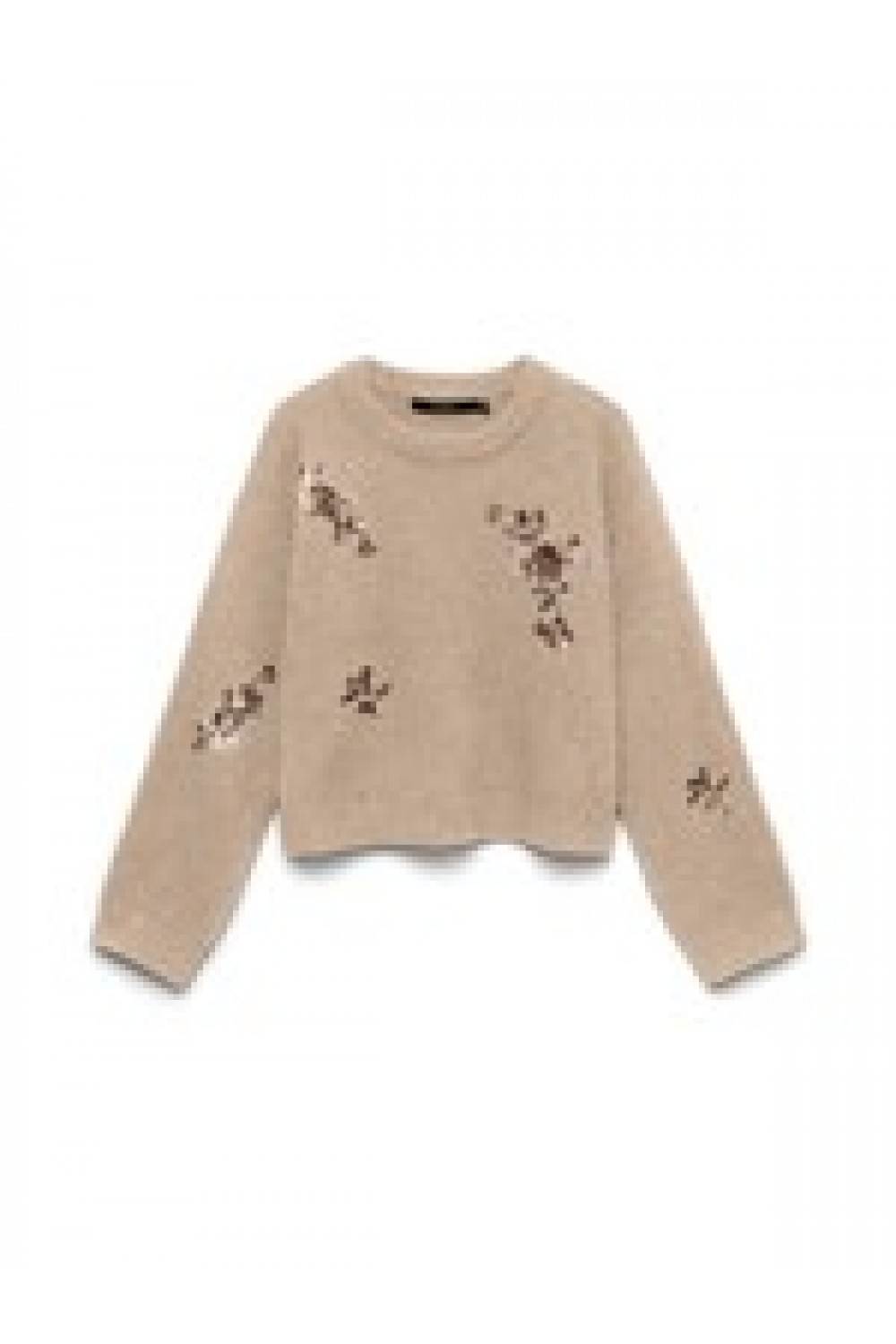 VERO MODA AMELIA LS O-NECK SEQUINCE PULLOVER SILVER MINK 10350410