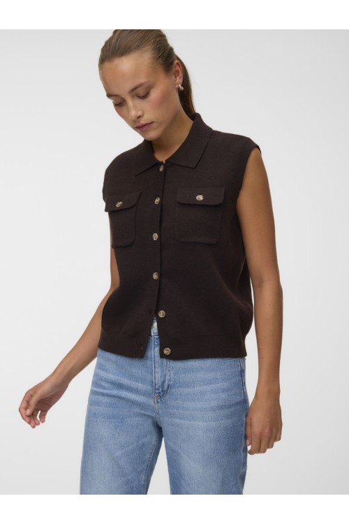 VERO MODA BRISA SL POLO VE CHOCOLATE TORTE 10350234