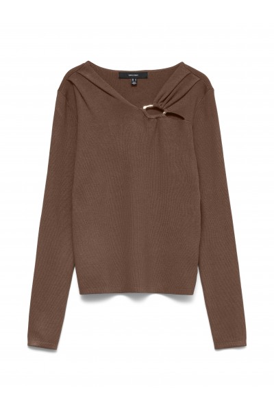 VERO MODA JAIN BUCKLE V-NECK PULLOVER COCOA BROWN 10350239