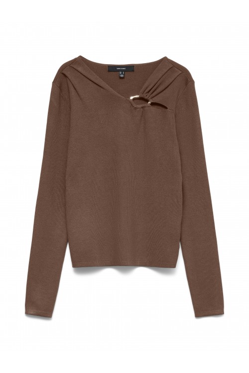 VERO MODA JAIN BUCKLE V-NECK PULLOVER COCOA BROWN 10350239