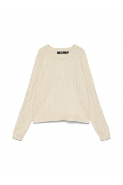 VERO MODA NEWLEX CABLE LS O-NECK RAGLAN PULLOVER BIRCH 10348401
