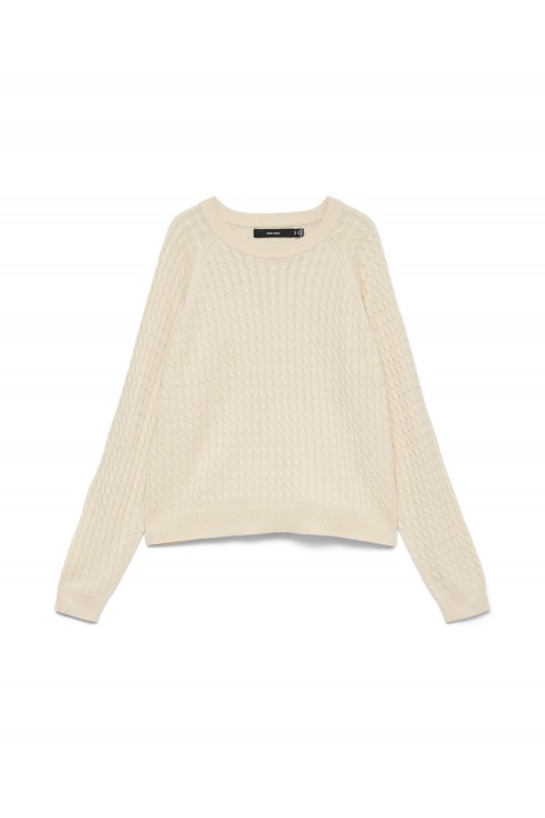 VERO MODA NEWLEX CABLE LS O-NECK RAGLAN PULLOVER BIRCH 10348401
