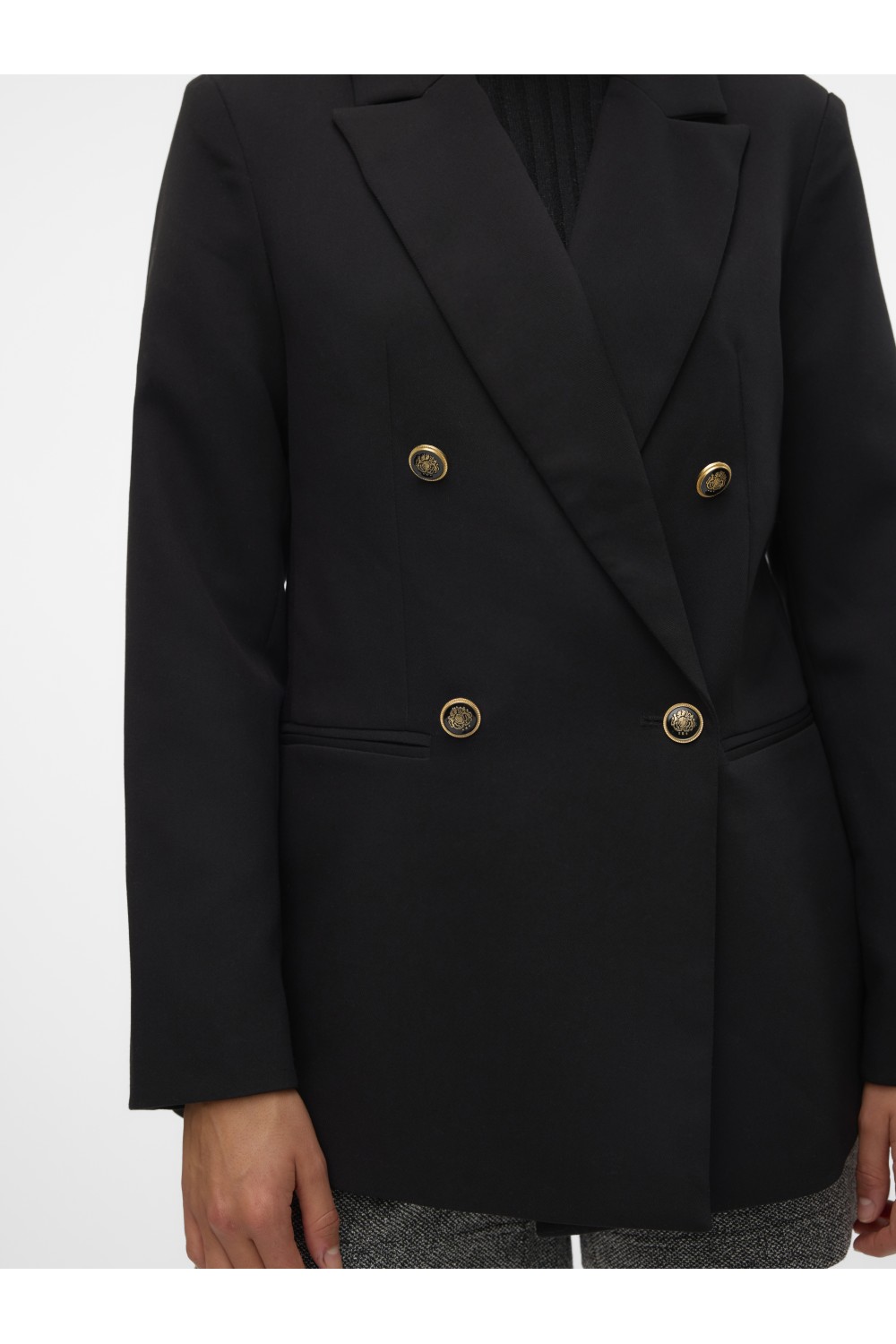 VERO MODA ELMA LS LOOSE GOLD BUTTON BLAZER BLACK 10316578