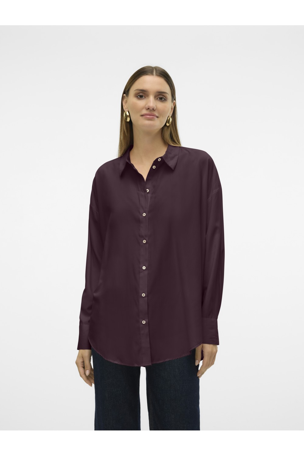 VERO MODA NORA LS OVERSIZE SHIRT WVN GA NOOS WINETASTING 10319825