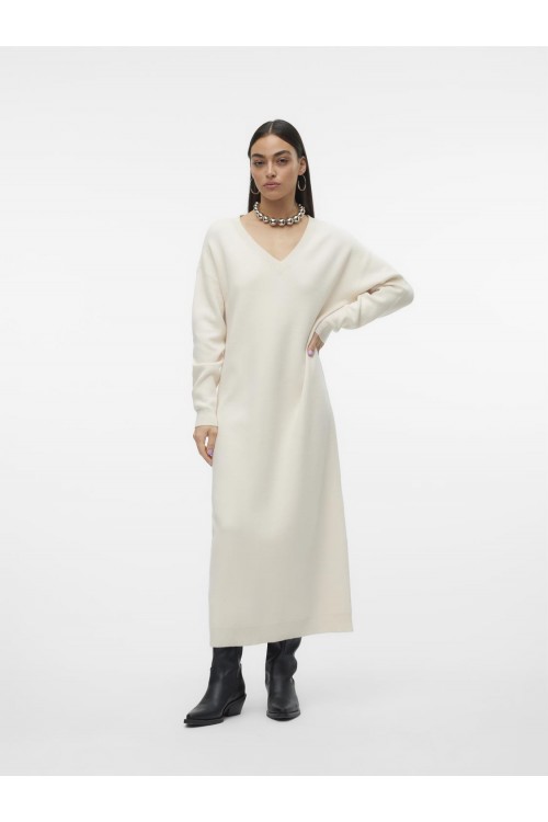 VERO MODA GOLD LS V-NECK 7/8 DRESS GA BIRCH 10311413