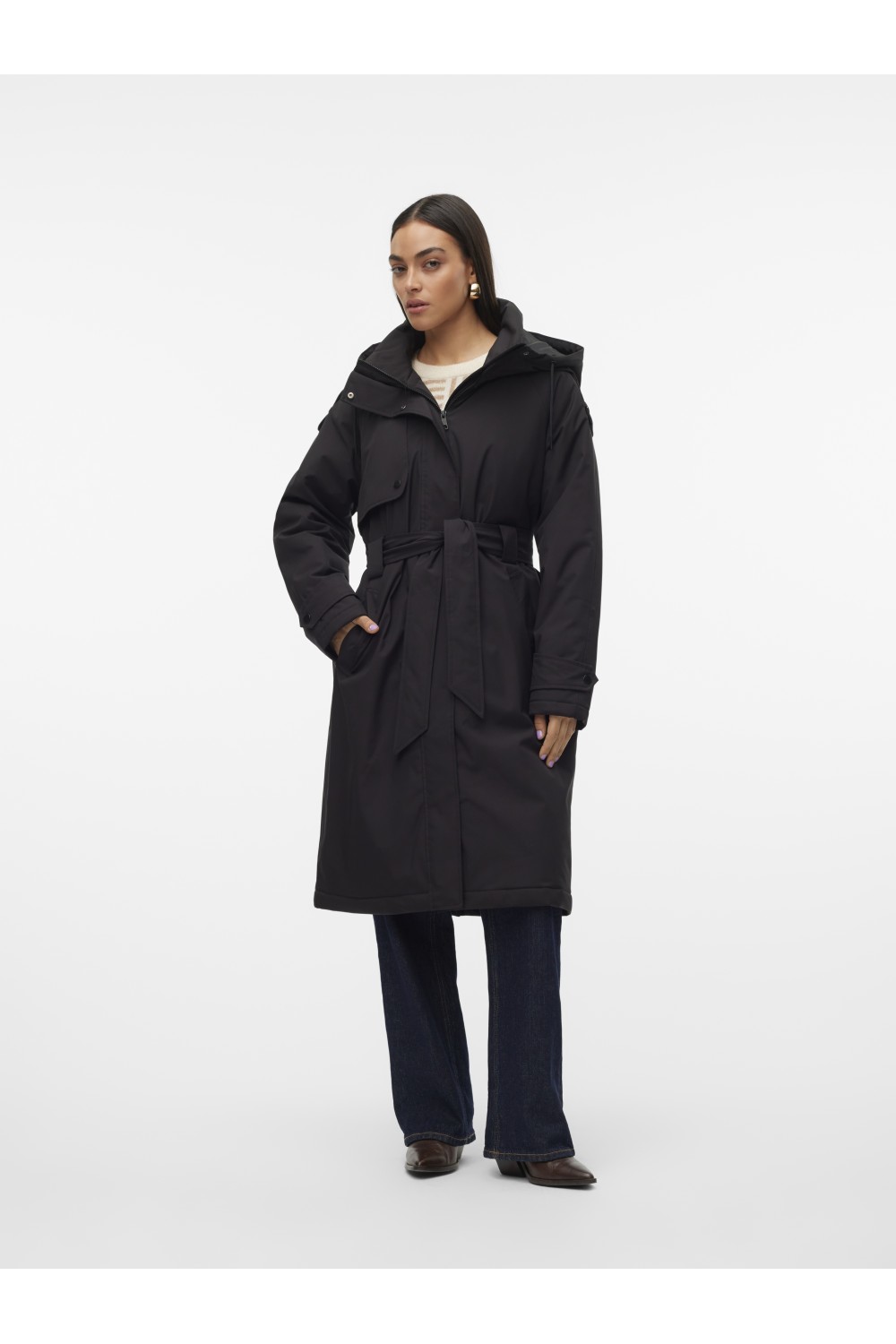 VERO MODA JANE LONG COAT BLACK 10315446