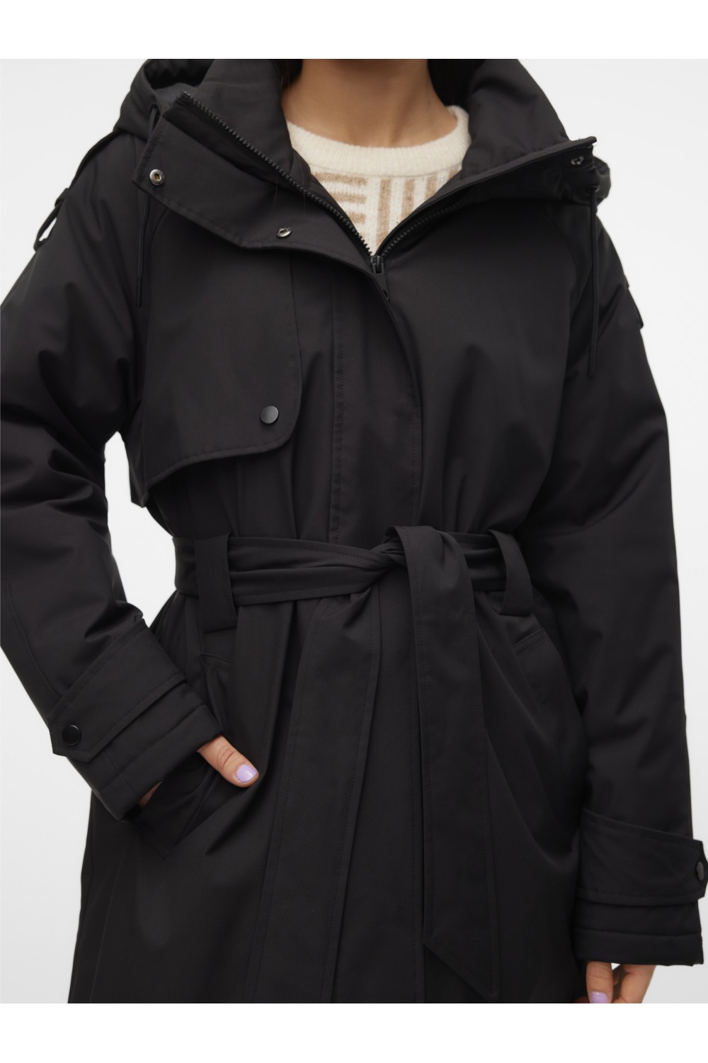 VERO MODA JANE LONG COAT BLACK 10315446
