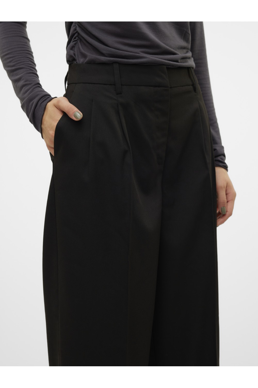 VERO MODA NILA MW LOOSE DAD PANT BLACK 10320919