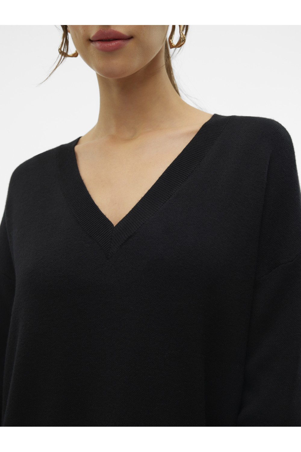 VERO MODA GOLD LS V-NECK 7/8 DRESS GA BLACK 10311413