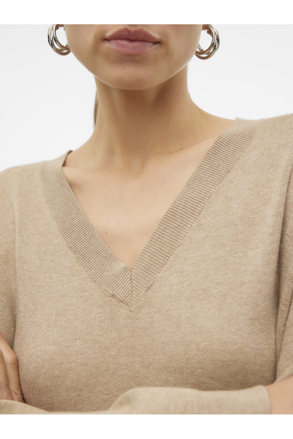 VERO MODA GOLD LS V-NECK 7/8 DRESS GA SILVER MINK 10311413