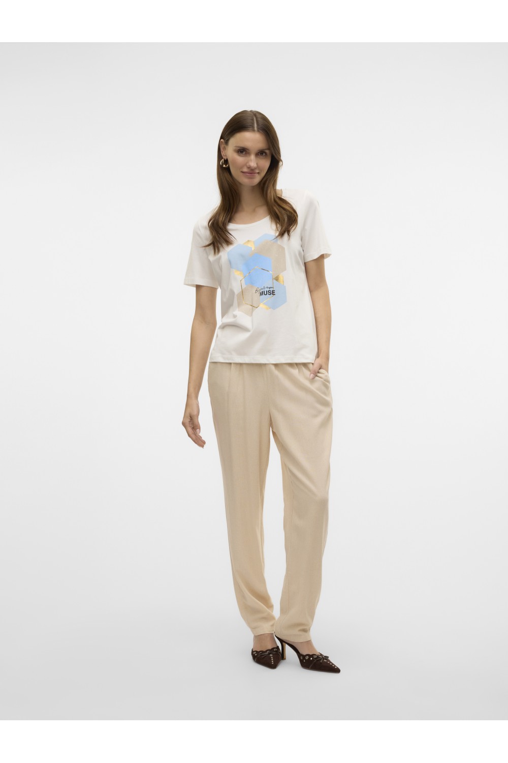 VERO MODA VISLANA SS O-NECK T-SHIRT SNOW WHITE-MUSE IN CA 10323762