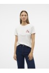 VERO MODA VILLA SS O-NECK T-SHIRT SNOW WHITE-FIERY RED 10324551