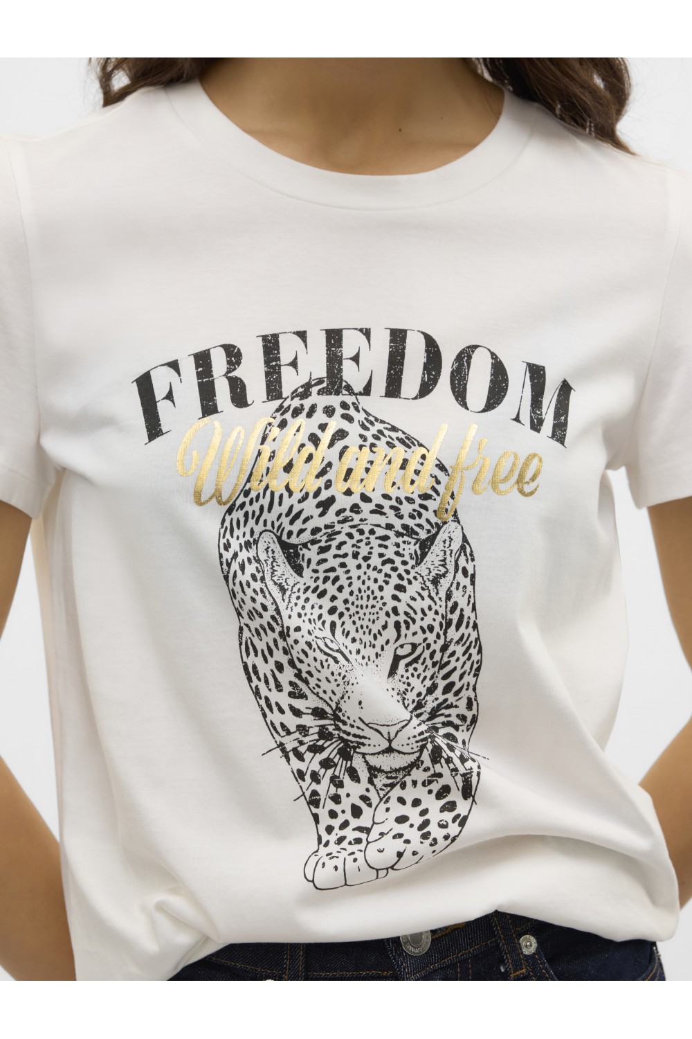 VERO MODA VASTA S/S O-NECK T-SHIRT SNOW WHITE/FREEDOM 10324831