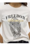 VERO MODA VASTA S/S O-NECK T-SHIRT SNOW WHITE/FREEDOM 10324831