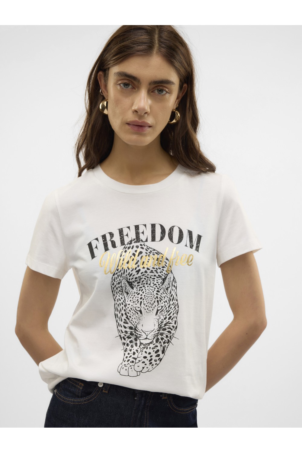 VERO MODA VASTA S/S O-NECK T-SHIRT SNOW WHITE/FREEDOM 10324831