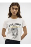 VERO MODA VASTA S/S O-NECK T-SHIRT SNOW WHITE/FREEDOM 10324831