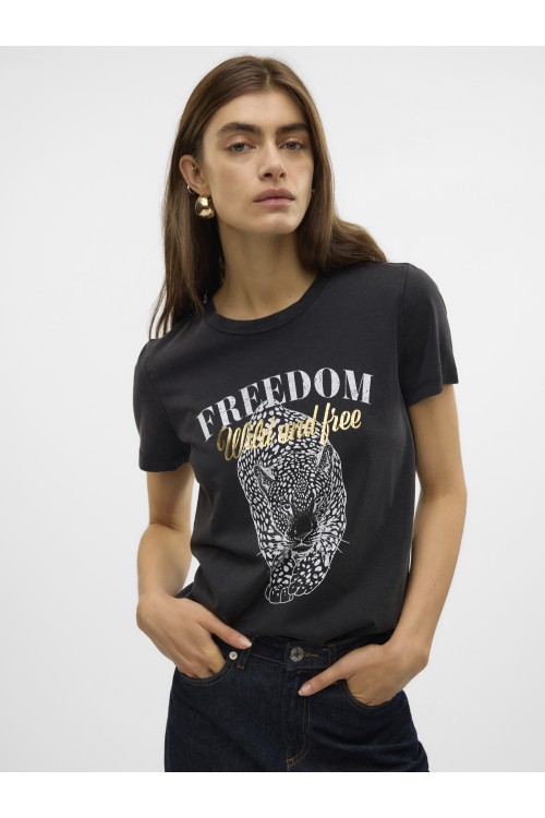 VERO MODA VASTA S/S O-NECK T-SHIRT BLACK/ACID WASH 10324831