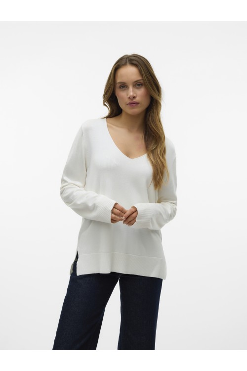VERO MODA SILJE LS V-NECK PULLOVER BIRCH 10320451