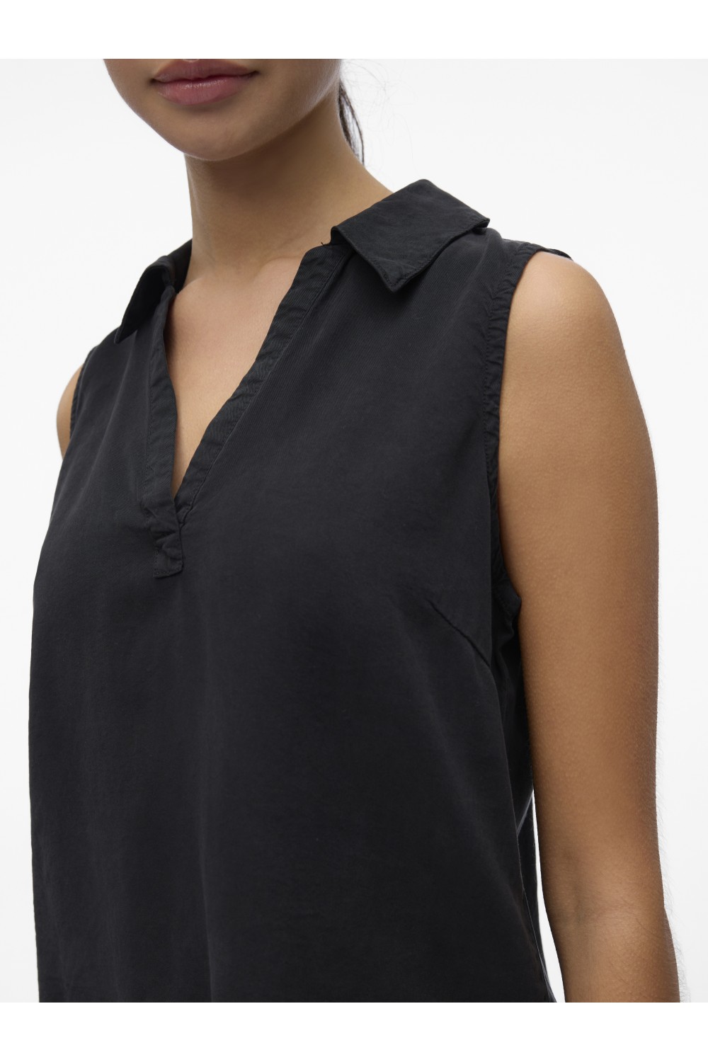 VERO MODA HARPER SL COLLAR SHORT TENCEL TOP BLACK 10283751