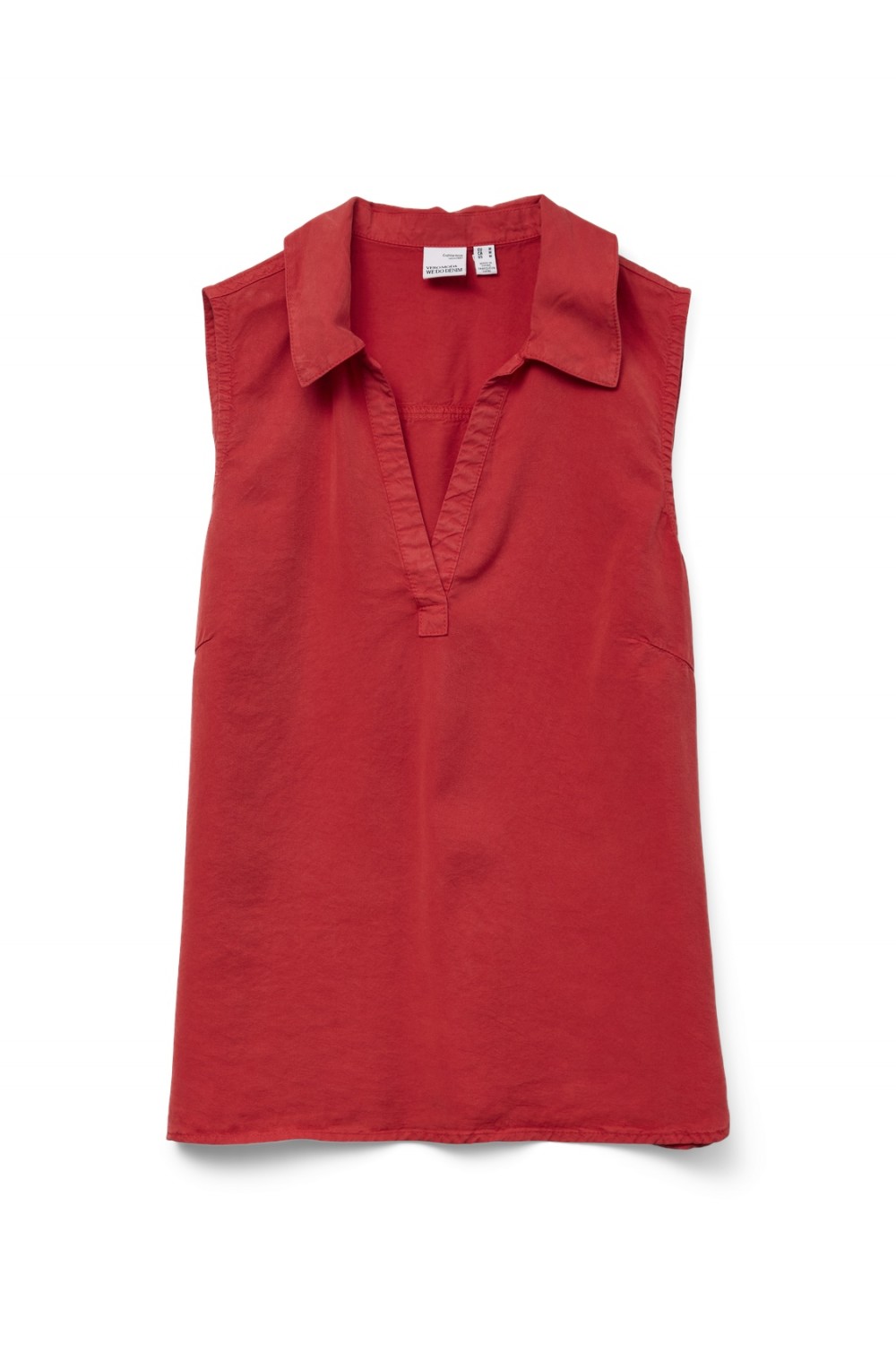 VERO MODA HARPER SL COLLAR SHORT TENCEL TOP FIERY RED 10283751