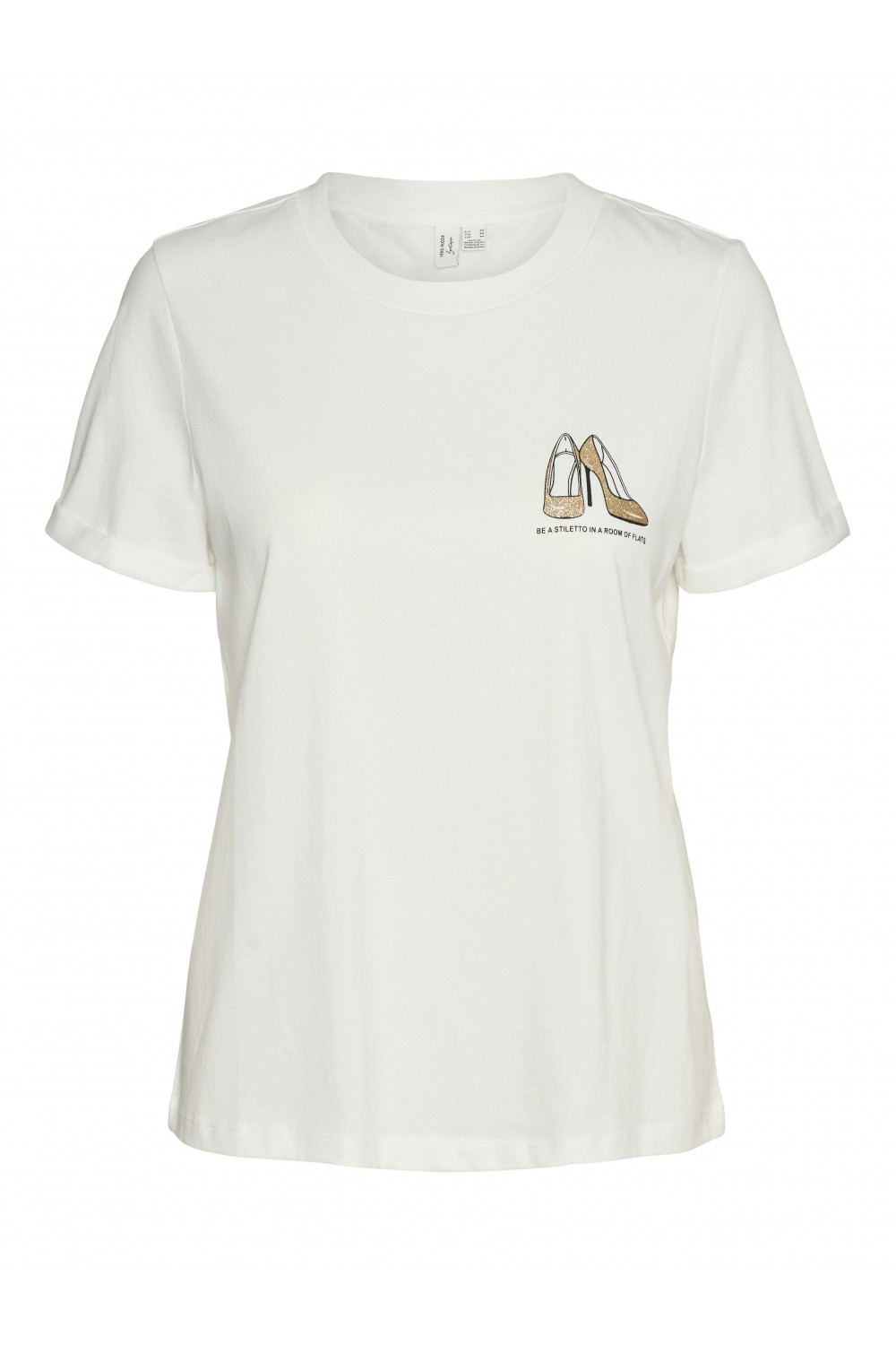 VERO MODA VILLA SS O-NECK T-SHIRT SNOW WHITE-GOLD GLITTER 10324551