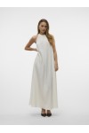 VERO MODA RICKI SL HALTER NECK LONG DRESS SNOW WHITE 10328619