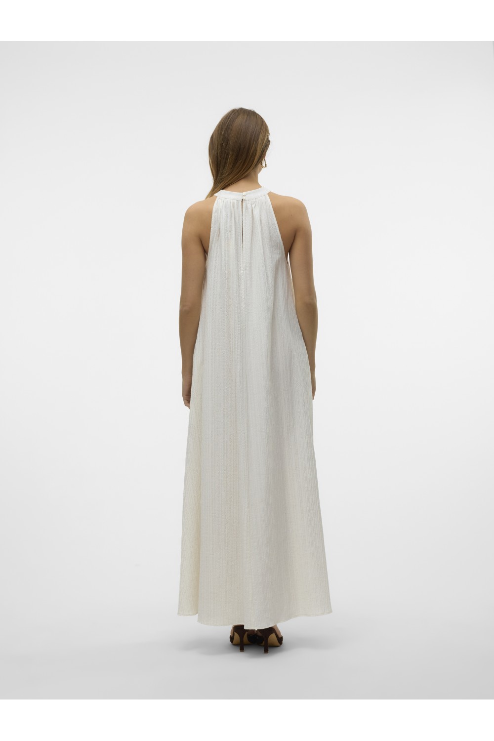 VERO MODA RICKI SL HALTER NECK LONG DRESS SNOW WHITE 10328619