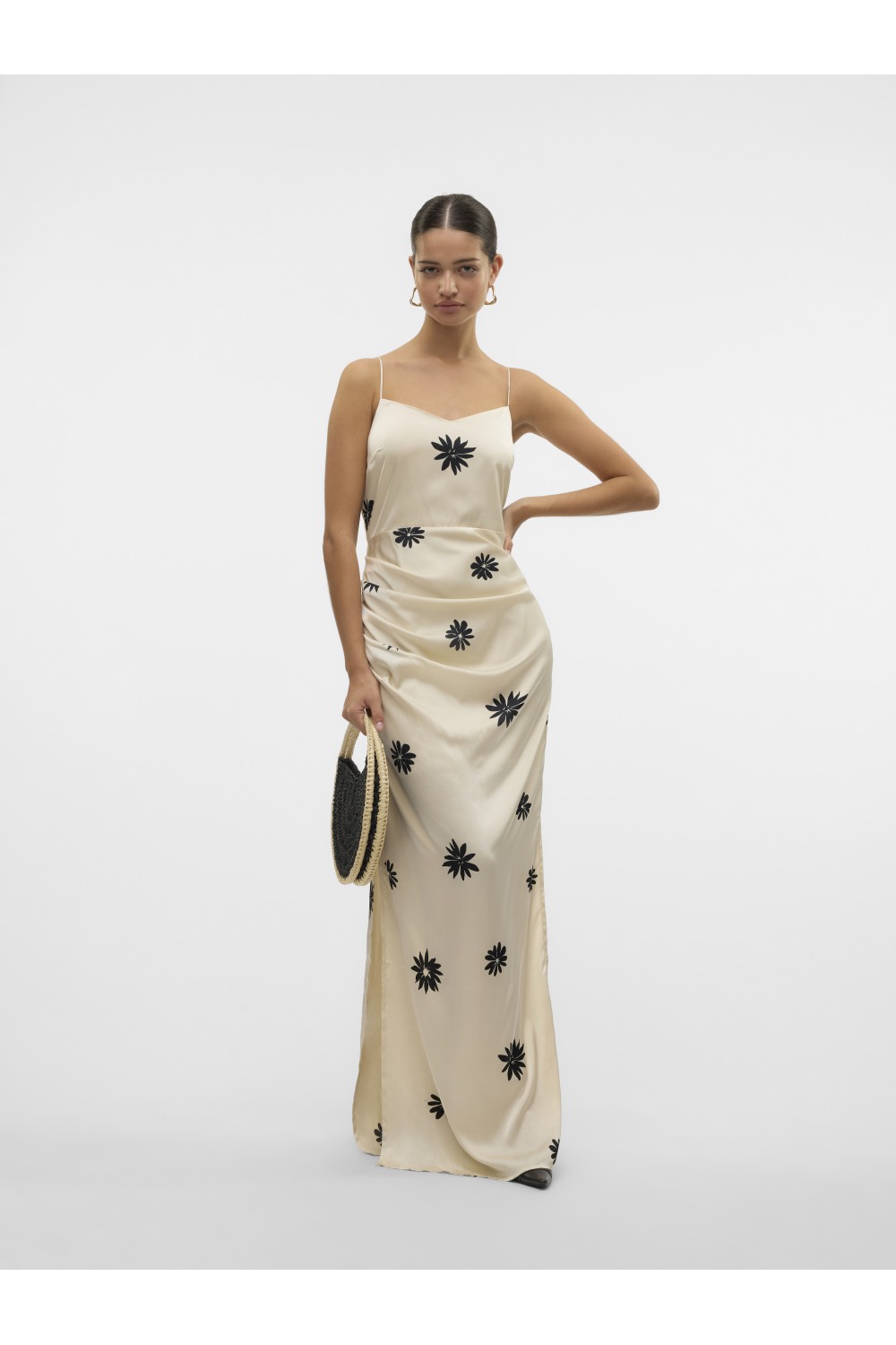 VERO MODA ROE SL STRAP V-NECK LONG DRESS SATEN BIRCH-NOMA PRINT 10328711