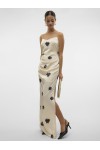 VERO MODA ROE SL STRAP V-NECK LONG DRESS SATEN BIRCH-NOMA PRINT 10328711
