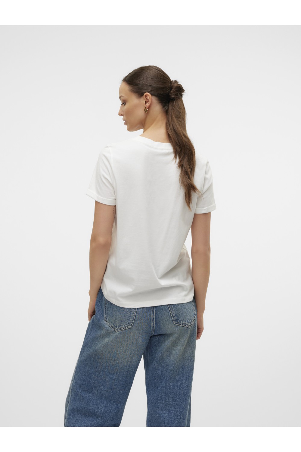 VERO MODA VILLA SS O-NECK T-SHIRT SNOW WHITE-GOLD GLITTER 10324551