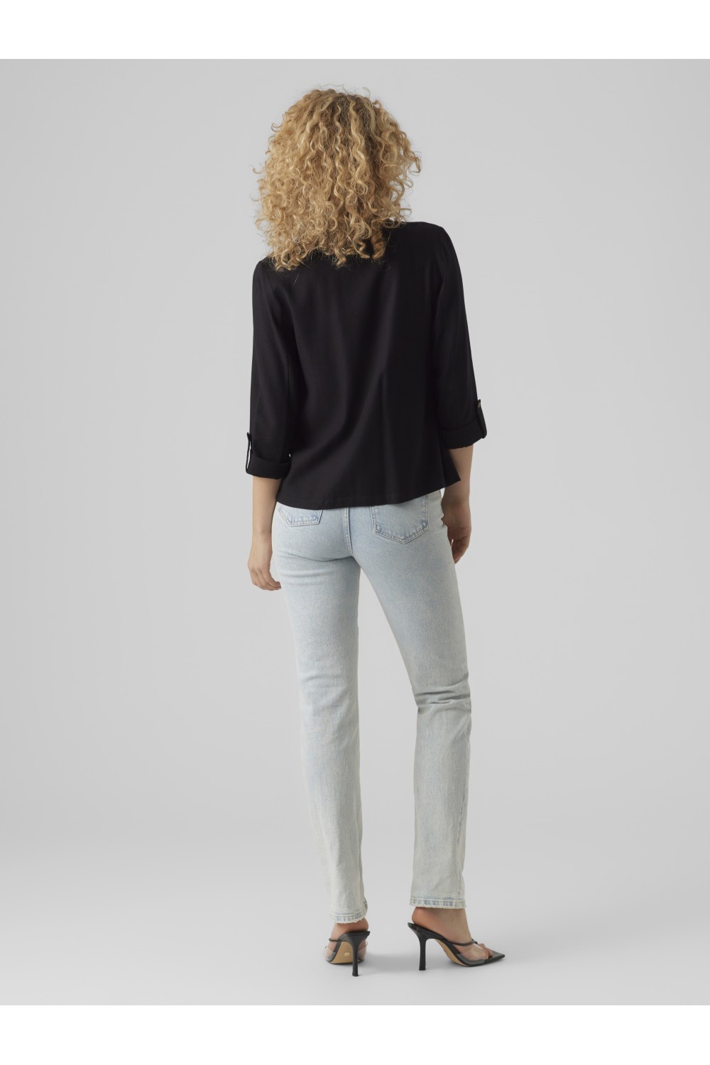 VERO MODA JESMILO 3/4 LOOSE LINEN BLAZER BLACK 10279700