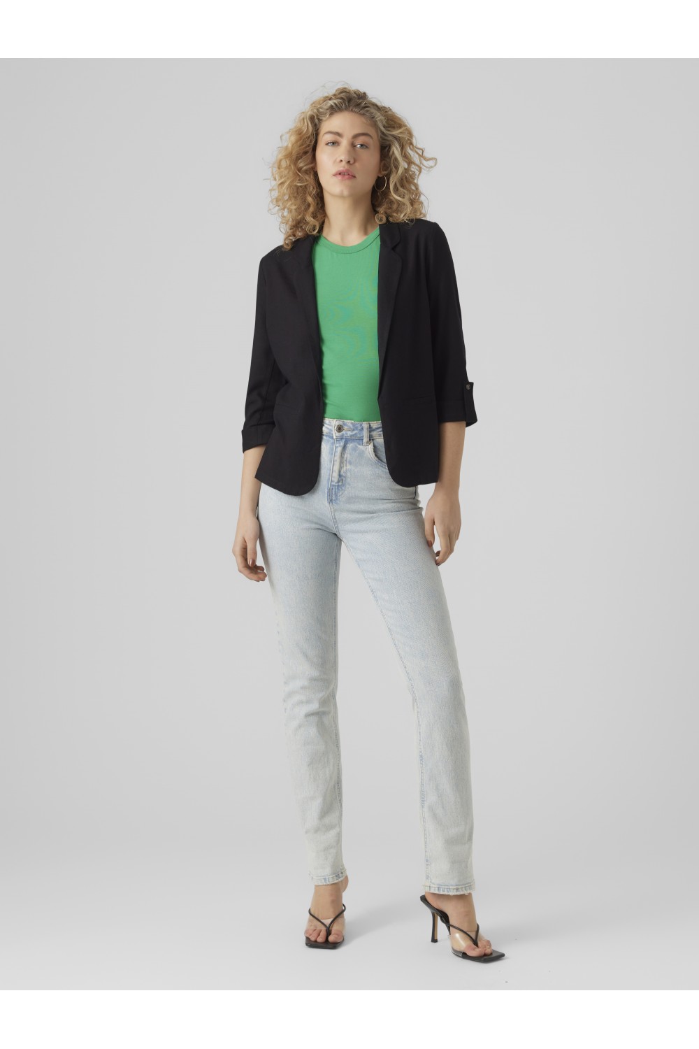 VERO MODA JESMILO 3/4 LOOSE LINEN BLAZER BLACK 10279700