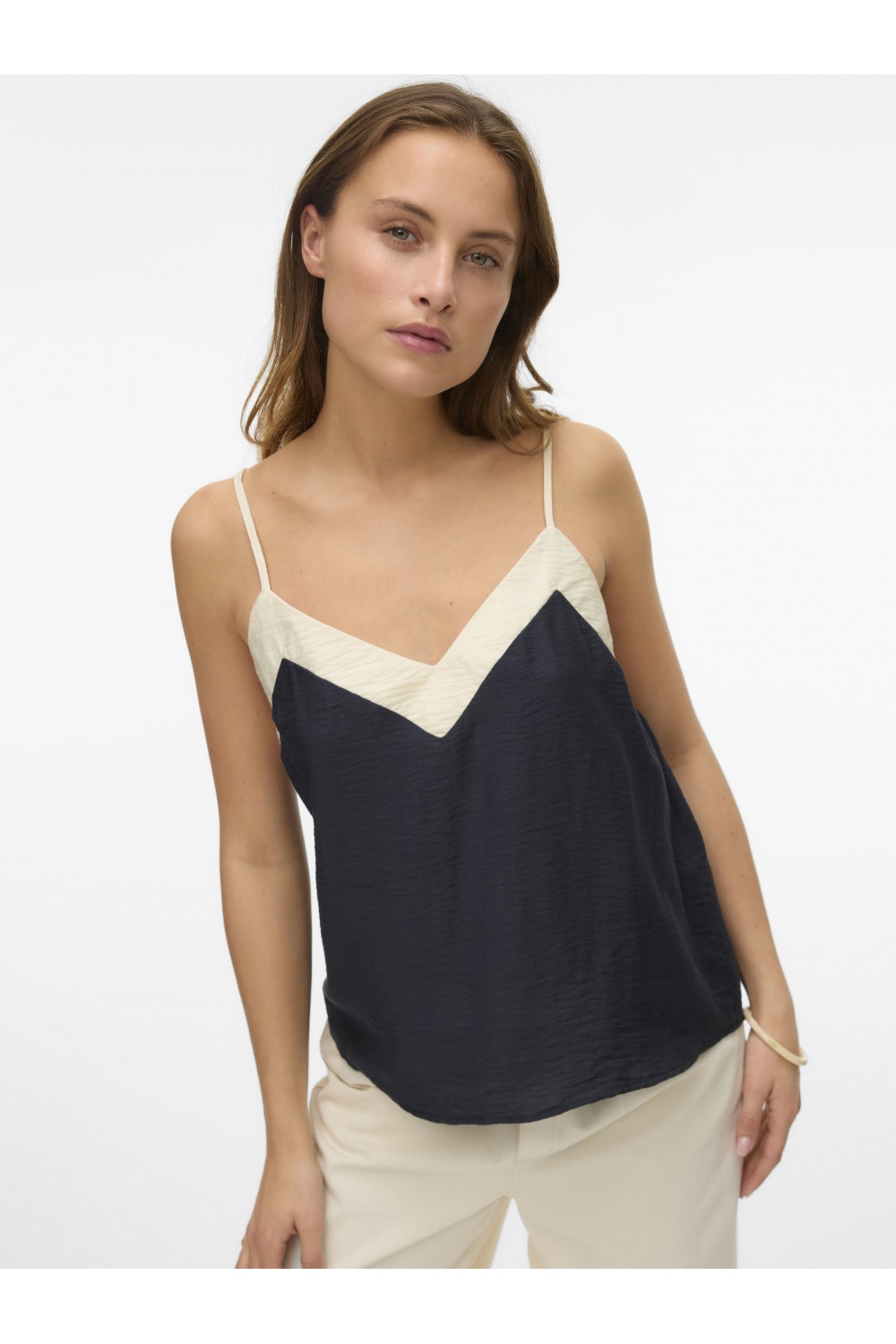 VERO MODA DENISE SINGLET TOP WVN BLACK-BIRCH 10329790