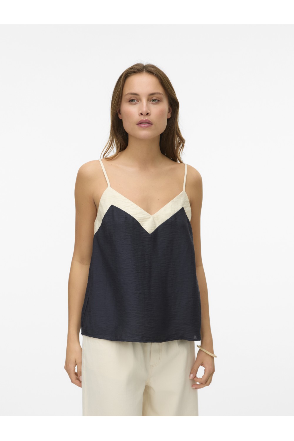 VERO MODA DENISE SINGLET TOP WVN BLACK-BIRCH 10329790