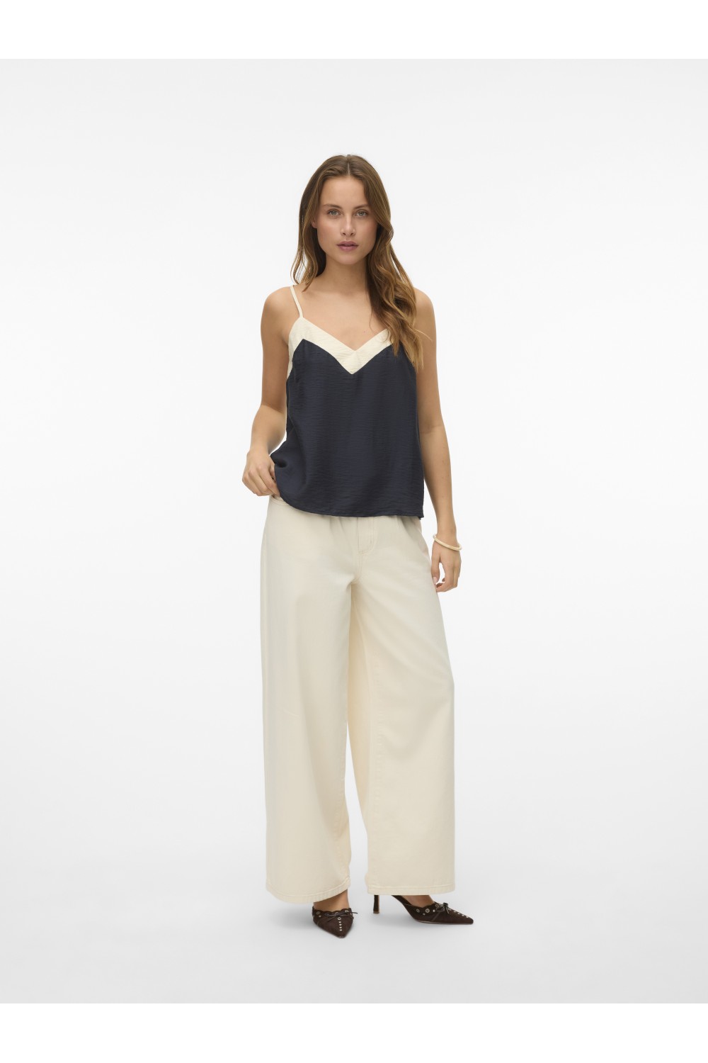 VERO MODA DENISE SINGLET TOP WVN BLACK-BIRCH 10329790