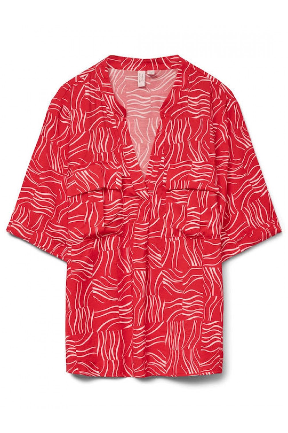 VERO MODA BETSY 2/4 V-NECK TOP WVN FIERY RED 10328047