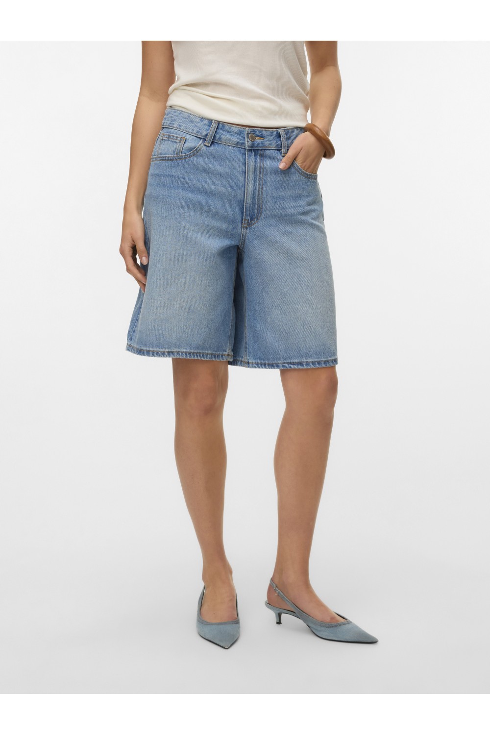 VERO MODA AW SAGE HR BERMUDA SHORTS LIGHT BLUE DENIM 10328836