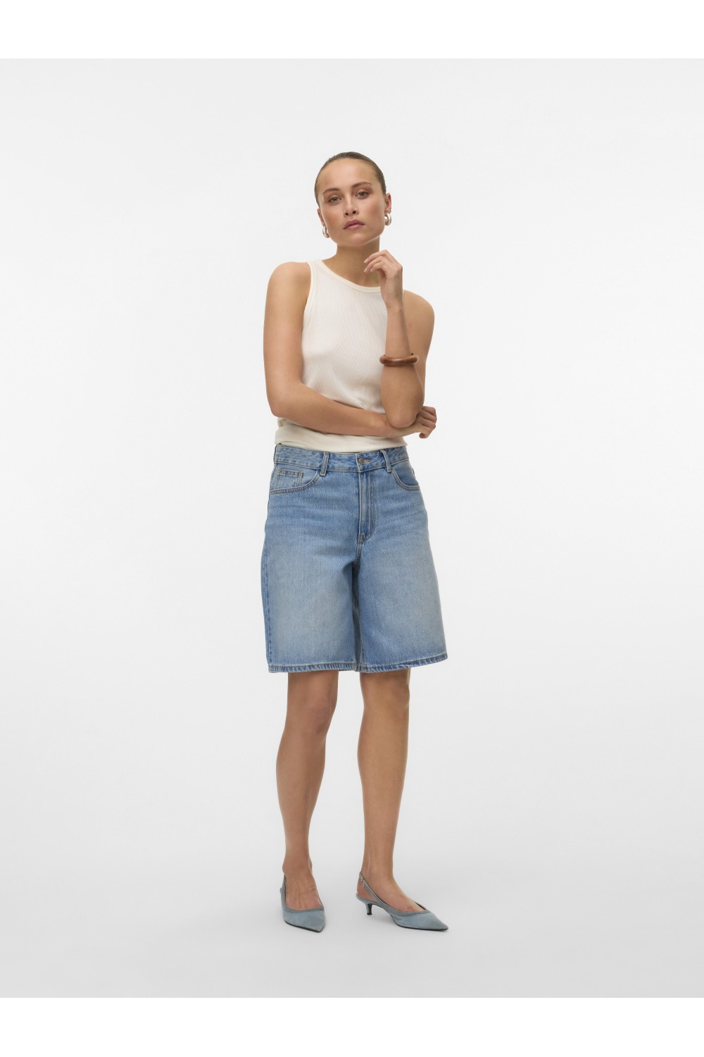 VERO MODA AW SAGE HR BERMUDA SHORTS LIGHT BLUE DENIM 10328836