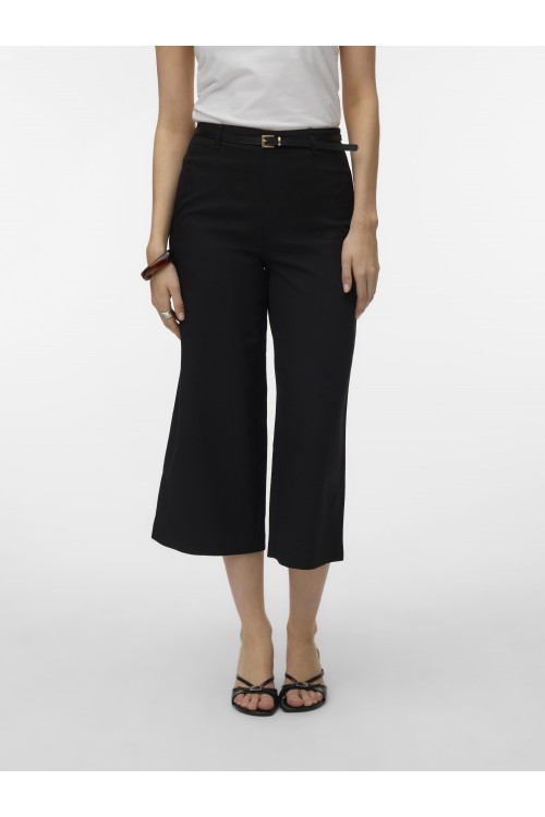 VERO MODA ELMA HW WIDE CULOTTE BELT PANT BLACK 10339926