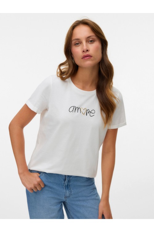 VERO MODA IKAMI S/S T-SHIRT JRS BTQ SNOW WHITE 10340181