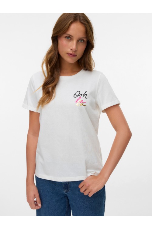 VERO MODA IKAMI S/S T-SHIRT JRS BTQ SNOW WHITE 10340181