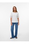 VERO MODA IVACY 2/4 O-NECK TOP SNOW WHITE 10340787