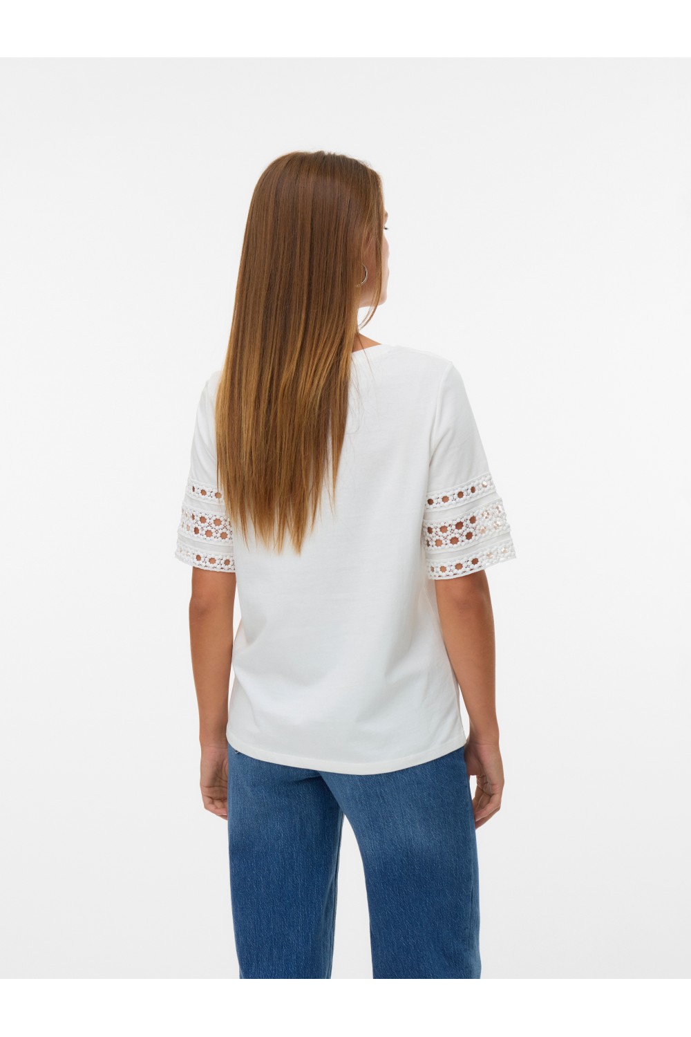 VERO MODA IVACY 2/4 O-NECK TOP SNOW WHITE 10340787