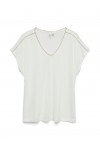 VERO MODA JACKIE S/L V-NECK TOP SNOW WHITE-DETAIL GOLG LUREX 10342229