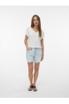 VERO MODA JACKIE S/L V-NECK TOP SNOW WHITE-DETAIL GOLG LUREX 10342229