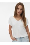 VERO MODA JACKIE S/L V-NECK TOP SNOW WHITE-DETAIL GOLG LUREX 10342229